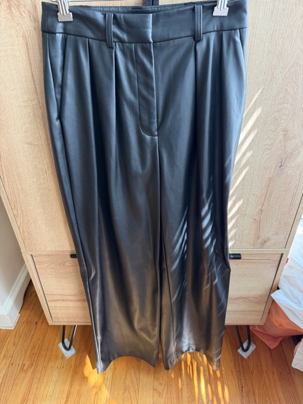 Kenneth Cole Black Faux Leather Trousers